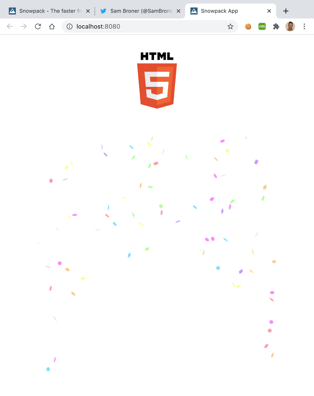Hello World message on webpage