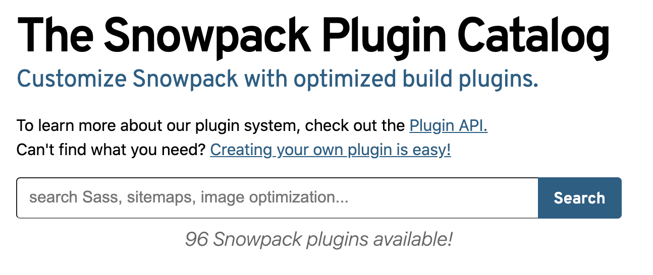 Snowpack plugins documentation screenshot