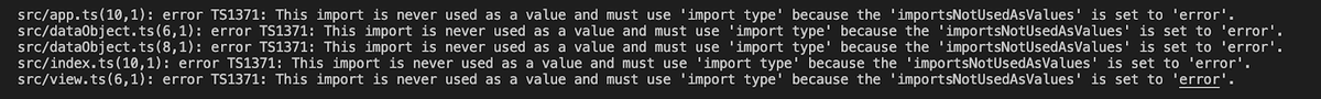 TypeScript errors in the console