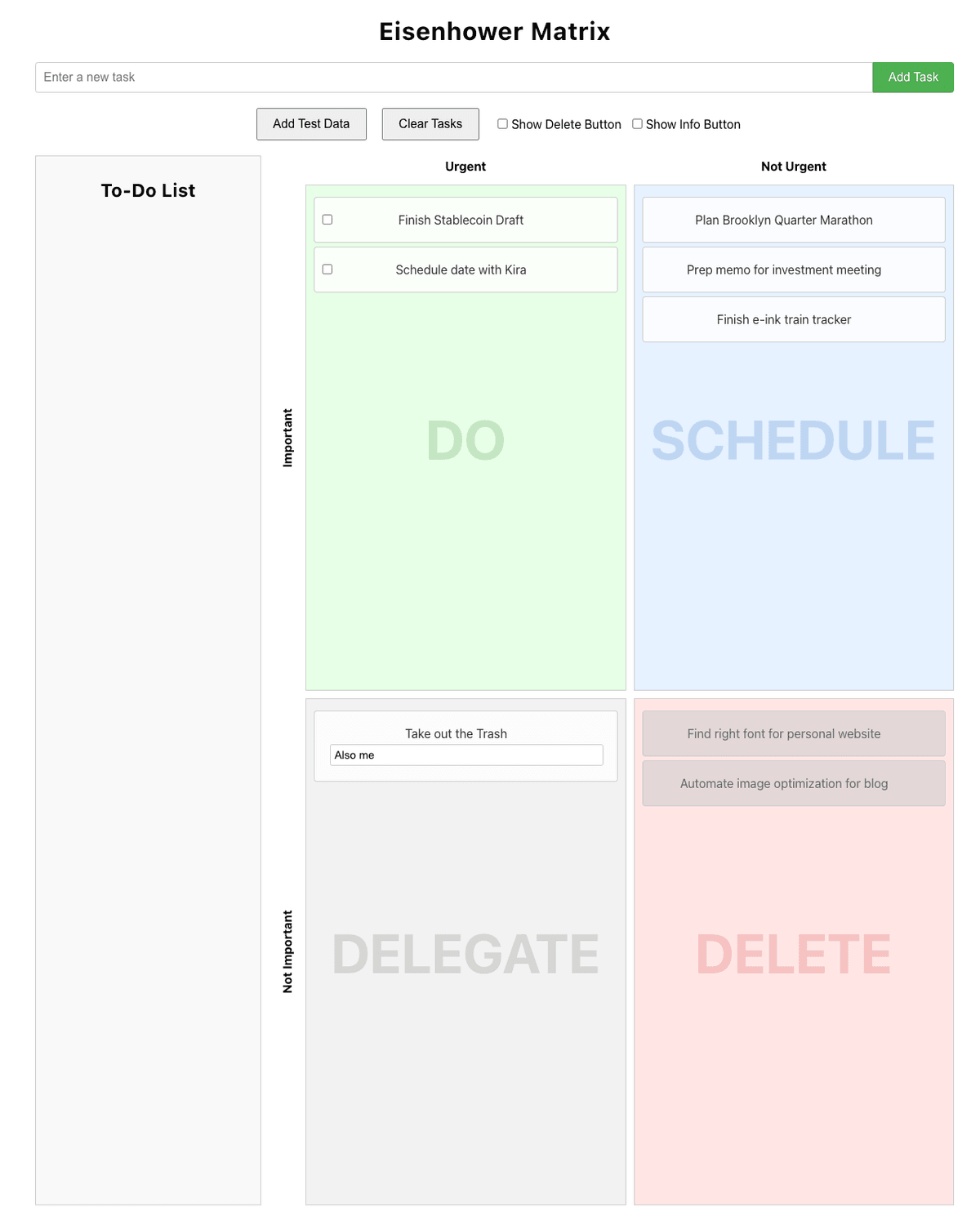 Eisenhower Matrix tool